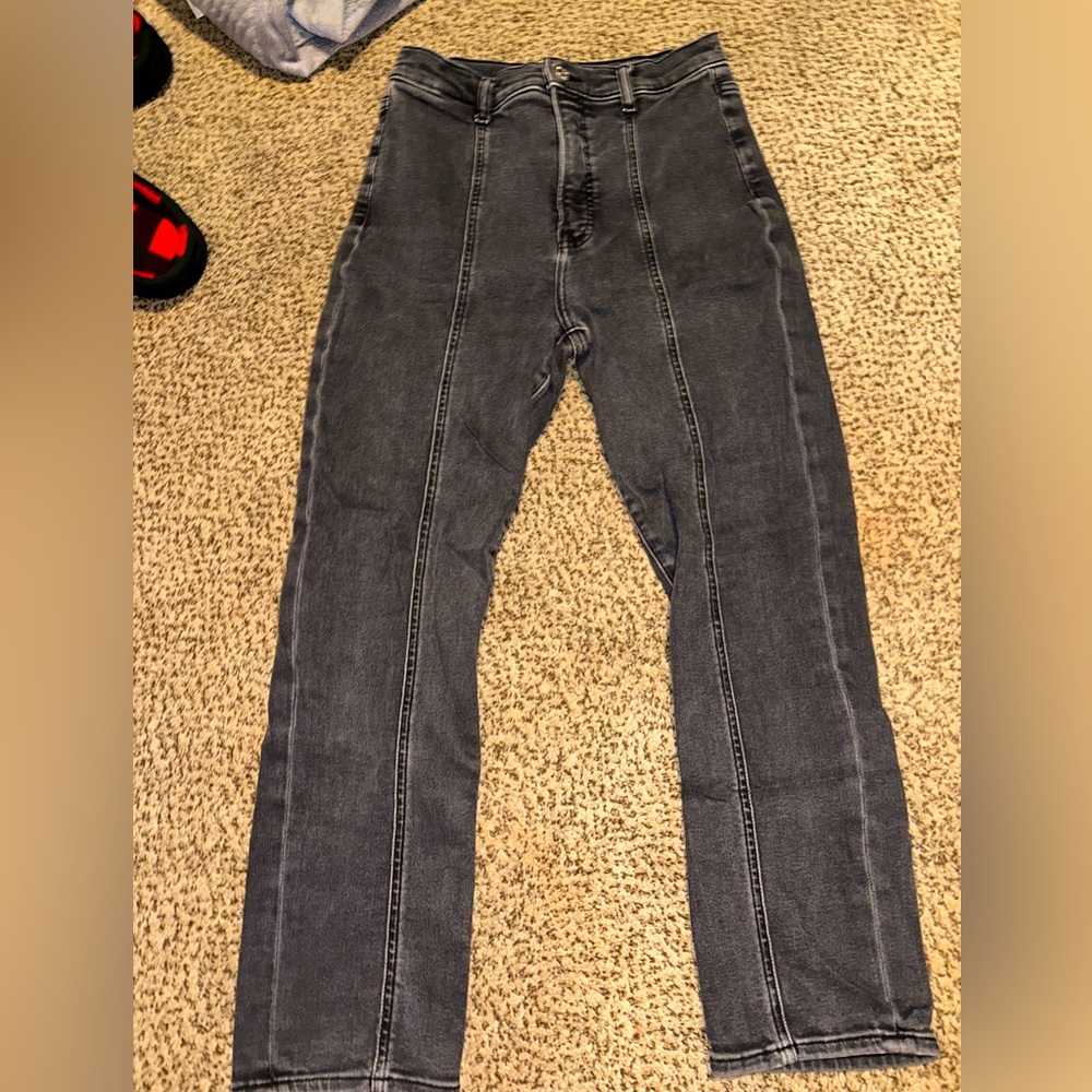 Express high-rise grey jeans